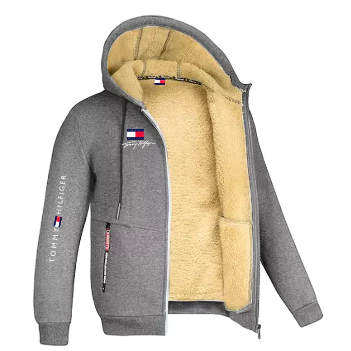 Winter Sweatshirt with Hood and Teddy Fleece Interior for Men