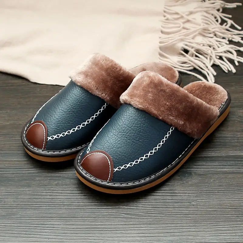 HILTON SHERPA LEATHER SLIPPERS