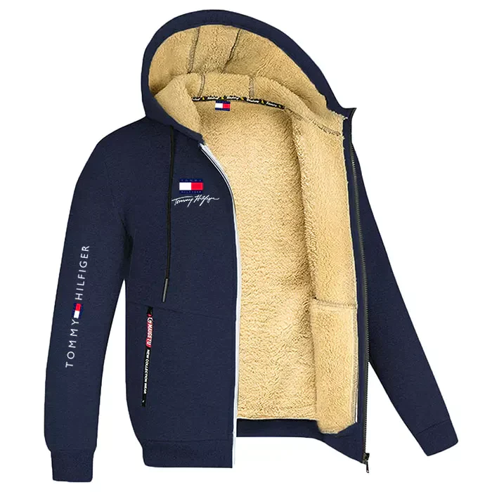Winter Sweatshirt with Hood and Teddy Fleece Interior for Men