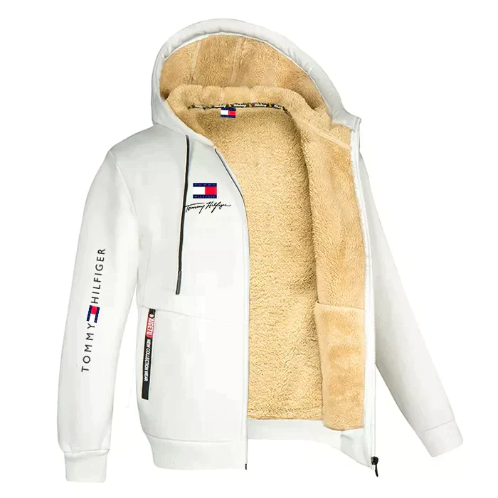Winter Sweatshirt with Hood and Teddy Fleece Interior for Men