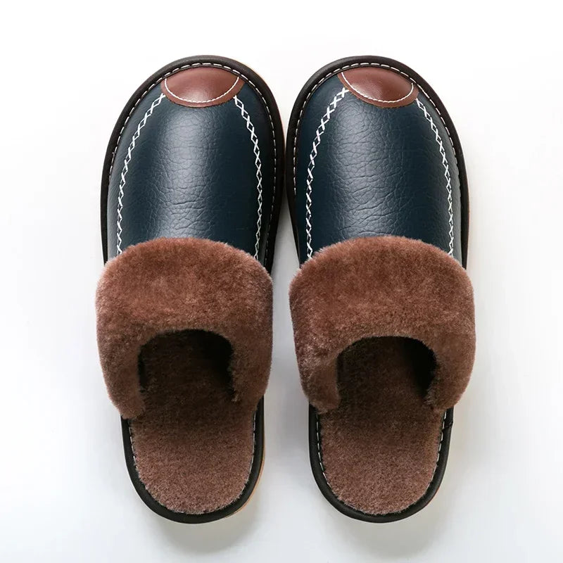HILTON SHERPA LEATHER SLIPPERS